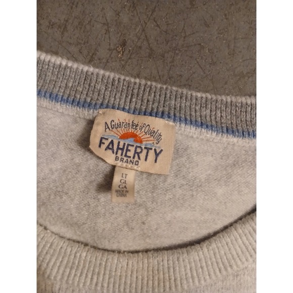 Faherty Sweater Men XL Gray Pullover Organic Cotton Sweatshirt Long Sleeve Crew - Picture 2 of 6